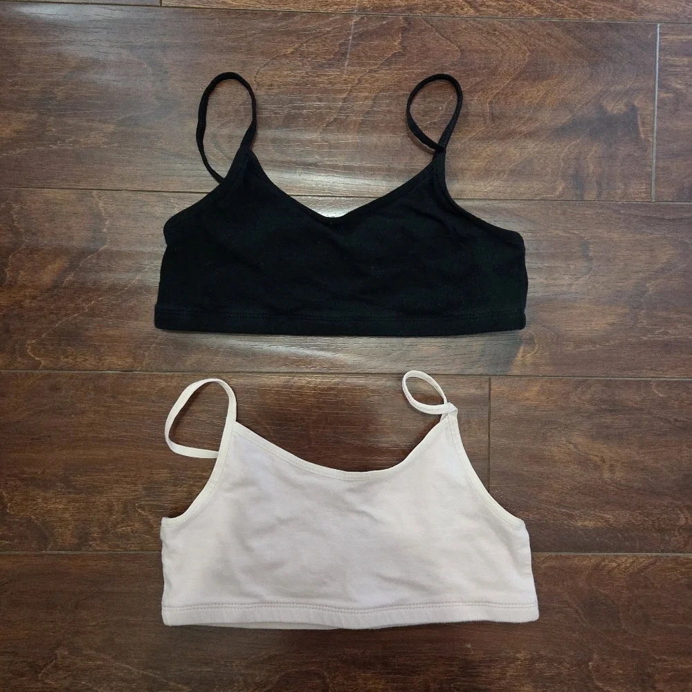 Old Navy Girls Pink/Black Unpadded Training Cami Bra 2-Pack Size XL(14-16)